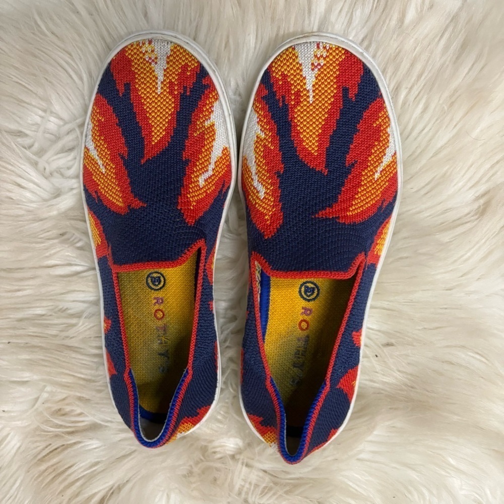 Rothy’s Navy Flame Colorful Kids Slip-On Shoes sz 3 - Picture 3 of 6